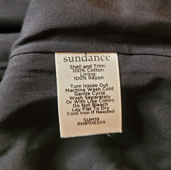 Sundance 100% Cotton Black Pleated Pin Tuck Crochet Boho Dress sz M - Picture 3 of 12